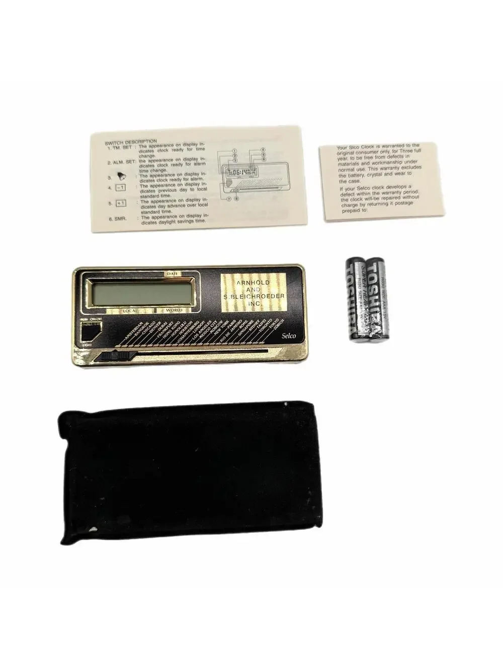 Vintage Selco LCD Quartz World Time Travel / Desk Alarm Clock – New in Box
